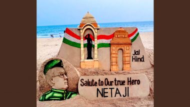 Netaji Jayanti 2022 Images: Sudarsan Pattnaik Sculpts 7-Ft High Sand Art To Commemorate Subhas Chandra Bose’s 126th Birth Anniversary
